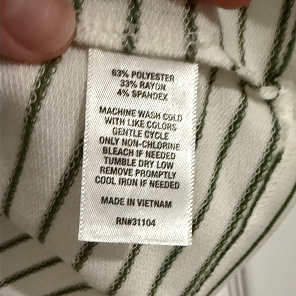Crown & Ivy Olive Green and White Striped Blouse - Picture 4 of 6